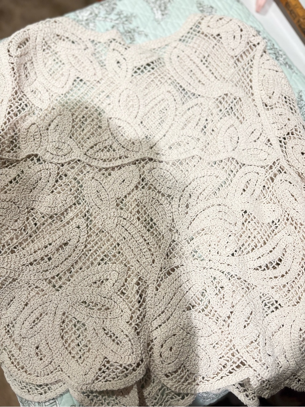 Cream Crochet Openwork Sweater Top - Picture 10 of 13